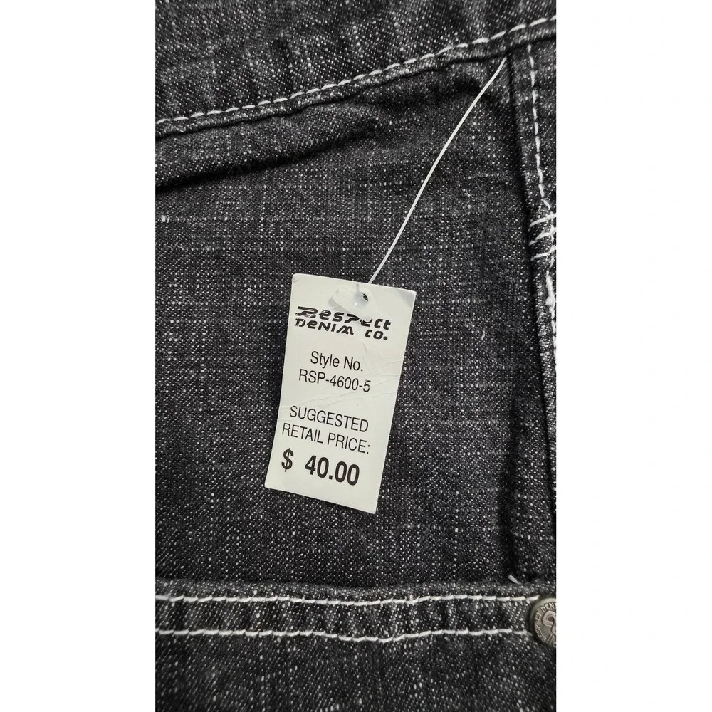 Respect Denim Co Mens 40x34 Wide Leg Baggy Jeans Dark Wash Fade Y2K Streetwear